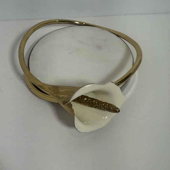 MICHAEL ARAM Calla Lily Marble Coaster White Gold - Picture 2 of 8